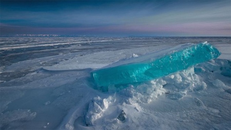Siberia's Lake Baikal turquoise ice